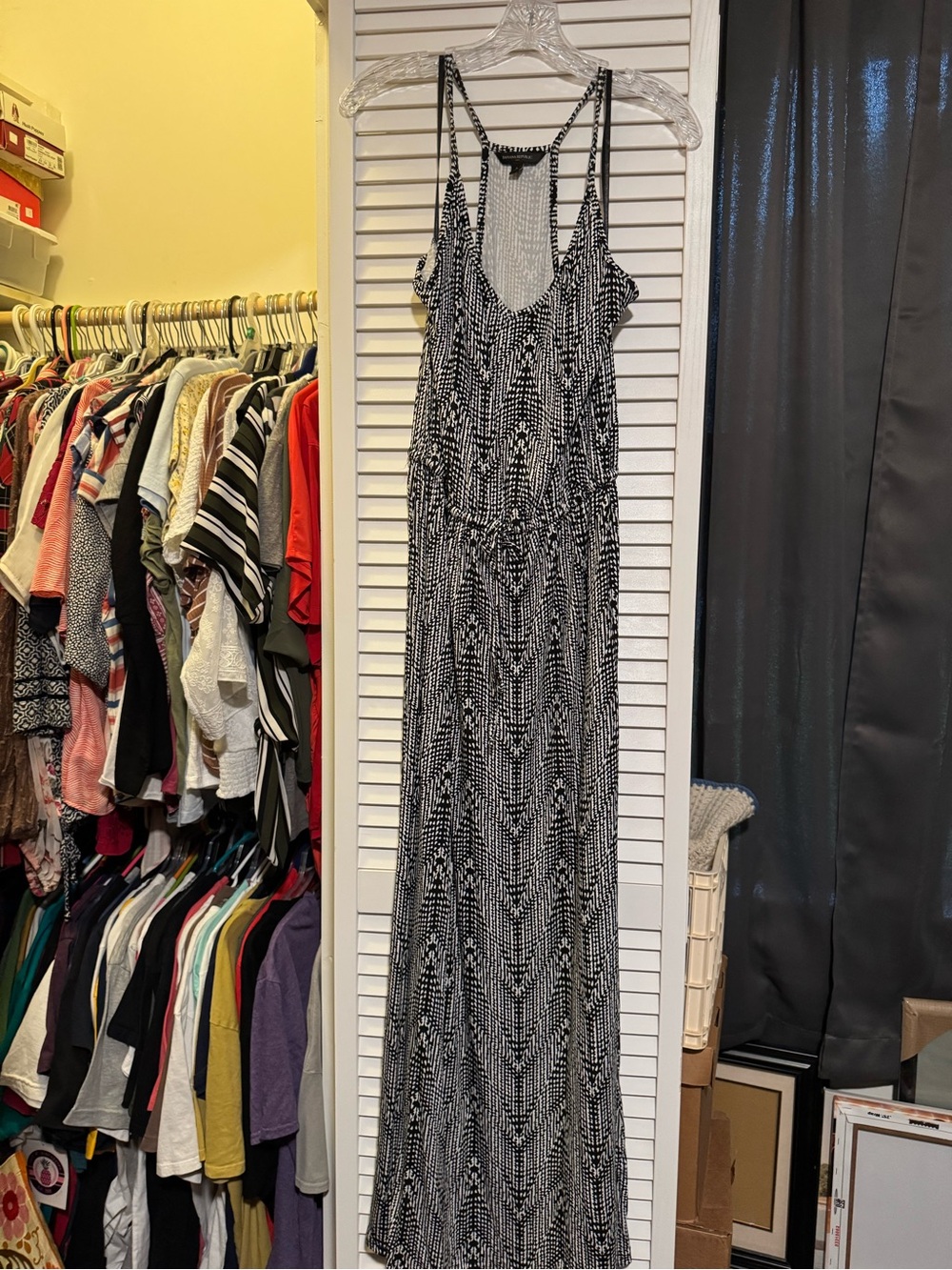 Banana Republic Black and White Patterned Maxi Dress